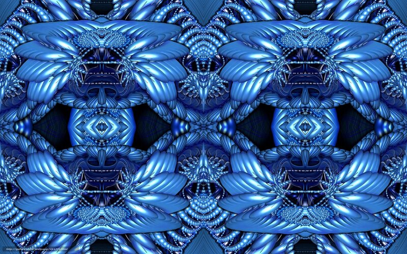 Blue Fractal Pattern — Complex, Abstract