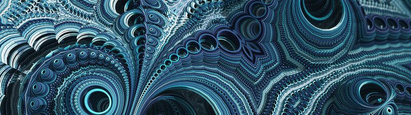 Blue Fractal Pattern — Complex, Digital Art, Circles