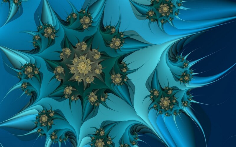 Blue Fractal Pattern — Complex, Digital Art, Flowers