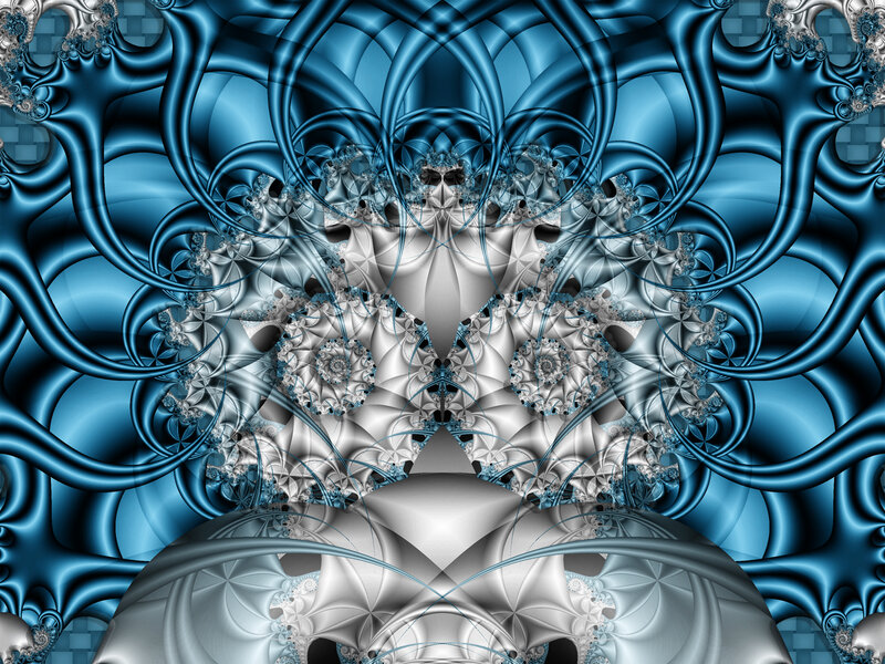 Blue Fractal Pattern — Complex, Digital Art