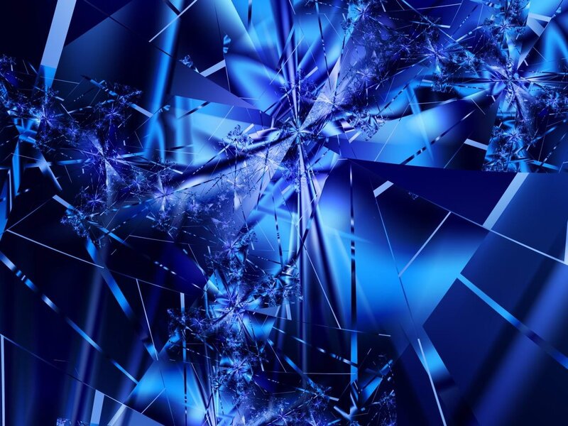 Blue Fractal Pattern — Dramatic, Abstract, Geometric Shapes, Light Rays