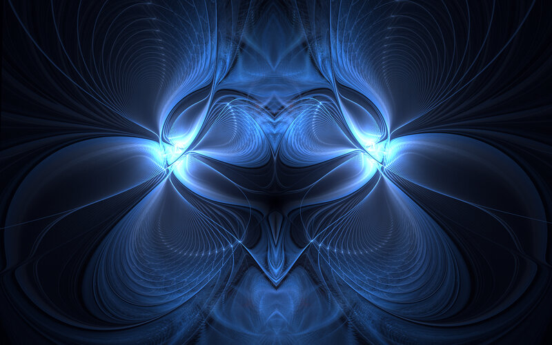 Blue Fractal Pattern — Dramatic, Abstract, Light, Symmetry