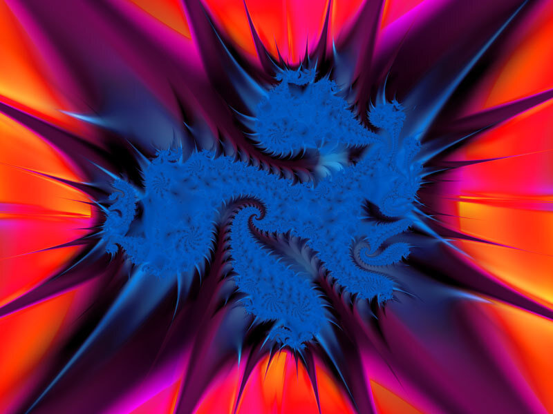 Blue Fractal Pattern — Dramatic, Abstract, Spikes, Colorful Background