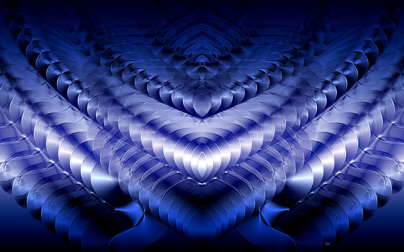 Blue Fractal Pattern — Dramatic, Abstract, Symmetry