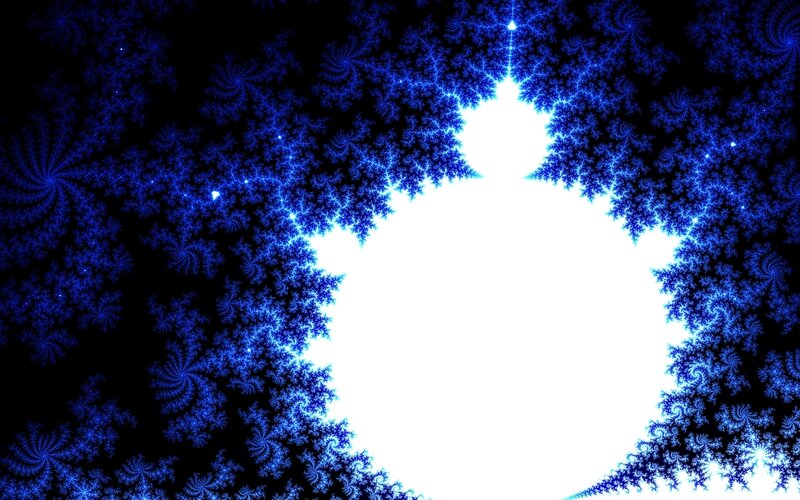 Blue Fractal Pattern — Dramatic, Digital Art, Light, Darkness