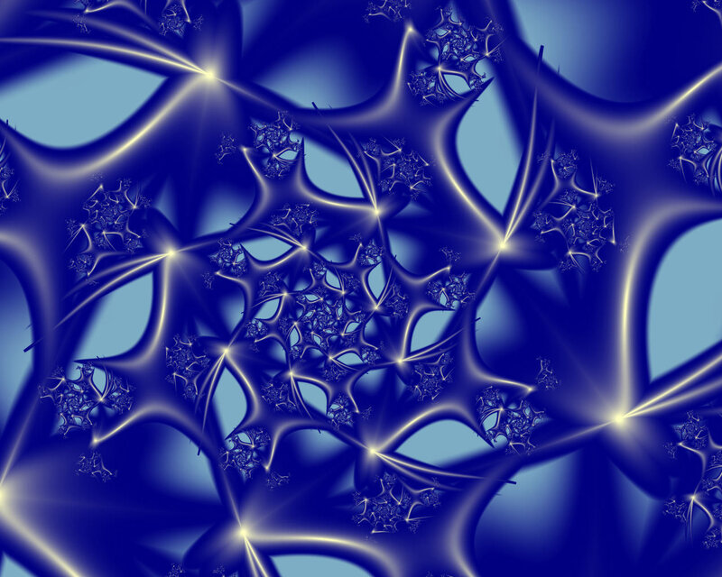 Blue Fractal Pattern — Dramatic, Digital Art, Light, Stars