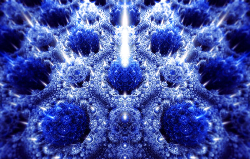 Blue Fractal Pattern — Dramatic, Digital Art, Light