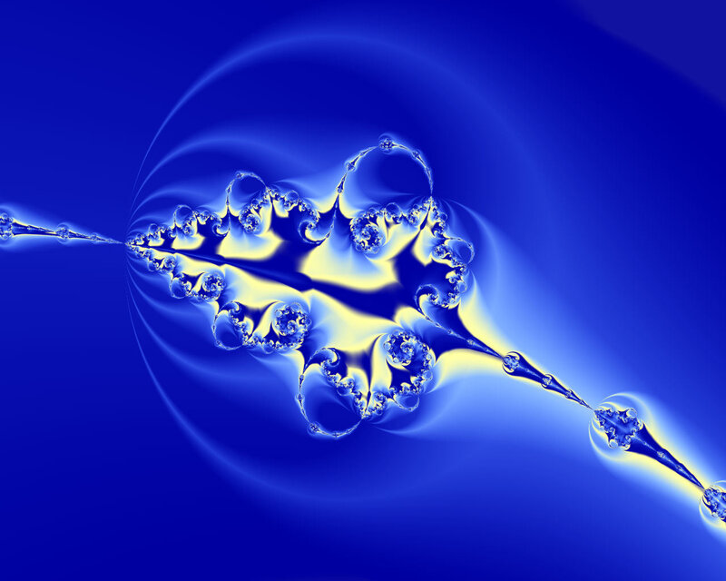Blue Fractal Pattern — Dynamic, Abstract, Yellow Light