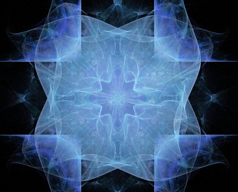 Blue Fractal Pattern — Ethereal, Abstract, Light, Symmetry