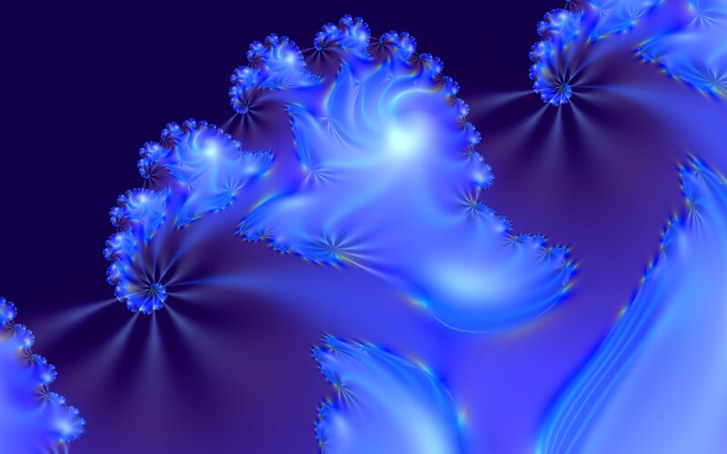 Blue Fractal Pattern — Ethereal, Digital Art, Light Rays