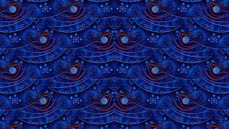 Blue Fractal Pattern — Hypnotic, Abstract, Circles, Waves