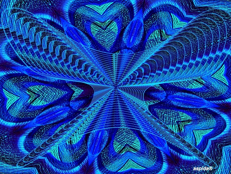 Blue Fractal Pattern — Hypnotic, Abstract, Hearts