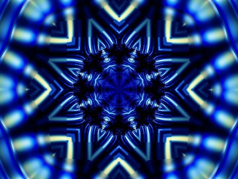 Blue Fractal Pattern — Hypnotic, Abstract, Light, Symmetry