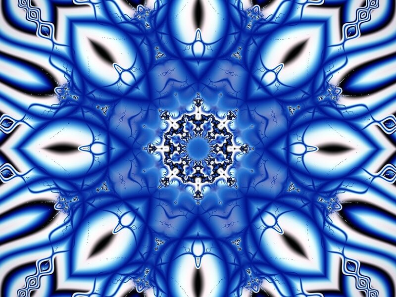 Blue Fractal Pattern — Hypnotic, Abstract, Symmetry, White