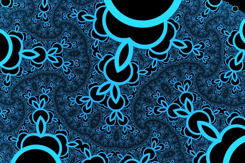 Blue Fractal Pattern — Hypnotic, Black