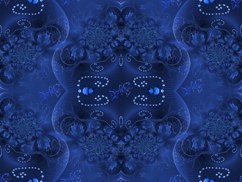 Blue Fractal Pattern — Hypnotic, Digital Art, Butterflies