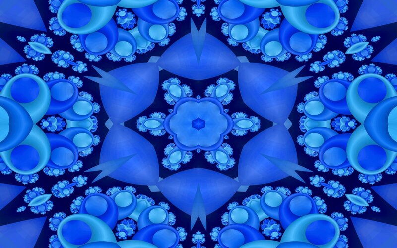 Blue Fractal Pattern — Hypnotic, Digital Art, Circles, Flowers