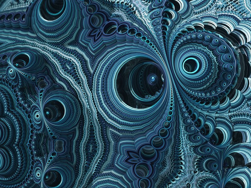 Blue Fractal Pattern — Hypnotic, Digital Art, Circles, Spirals, Patterns