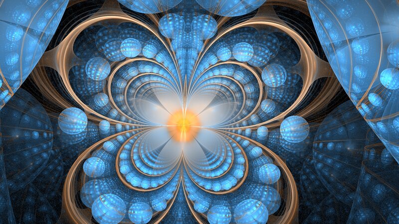 Blue Fractal Pattern — Hypnotic, Digital Art, Spheres