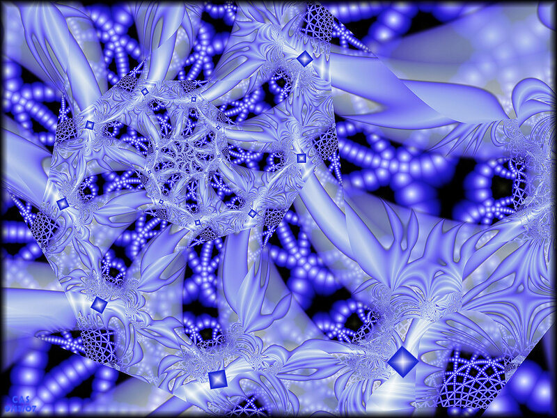 Blue Fractal Pattern — Hypnotic, Digital Art, Squares