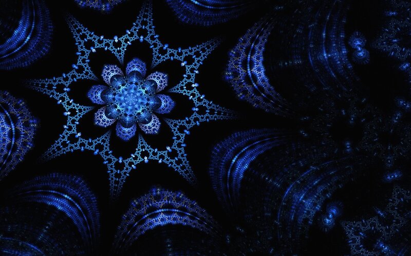Blue Fractal Pattern — Hypnotic, Digital Art, Star