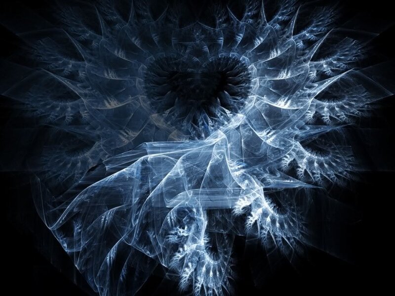 Blue Fractal Pattern — Mysterious, Abstract, Light, Darkness