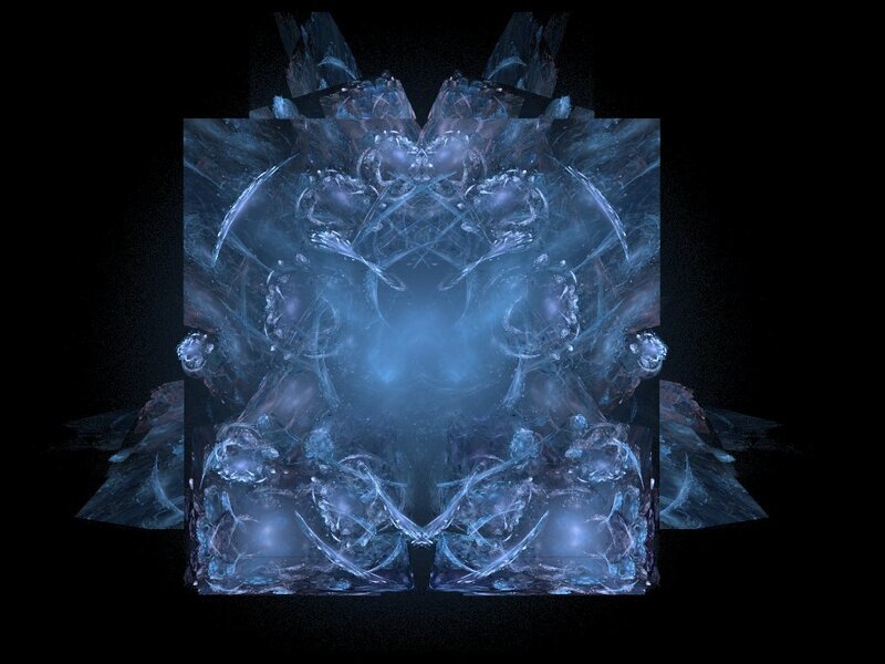 Blue Fractal Pattern — Mystical, Digital Art, Symmetry