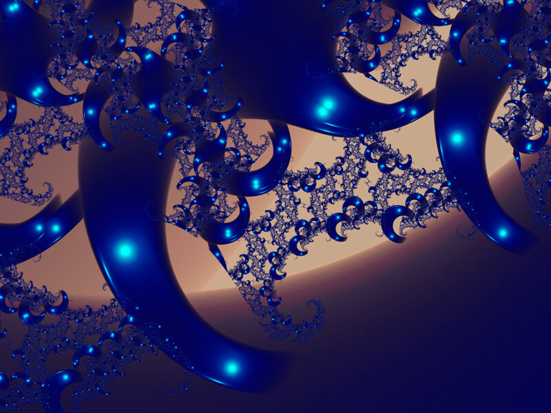 Blue Fractal Patterns — Abstract, Digital Art, Spirals