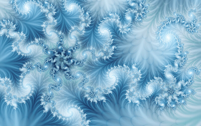 Blue Fractal Patterns — Calm, Abstract, Spirals, Swirls, Feathers
