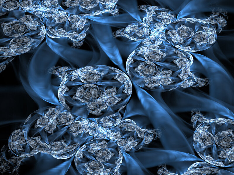 Blue Fractal Patterns — Ethereal, Digital Art, Fractals, Bubbles