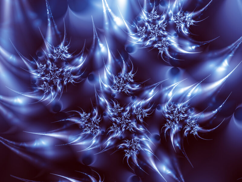 Blue Fractal Patterns — Ethereal, Digital Art, Spikes