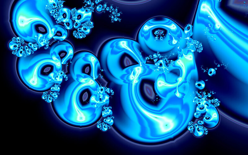 Blue Fractal Patterns — Hypnotic, Abstract, Bubbles, Light