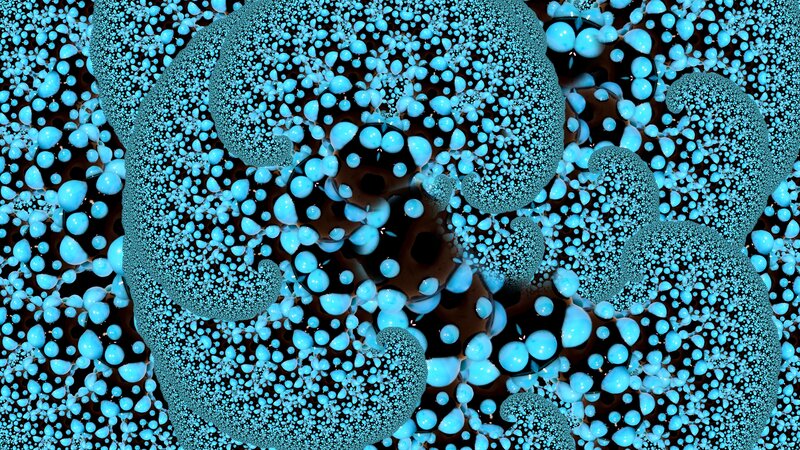 Blue Fractal Patterns — Hypnotic, Abstract, Bubbles