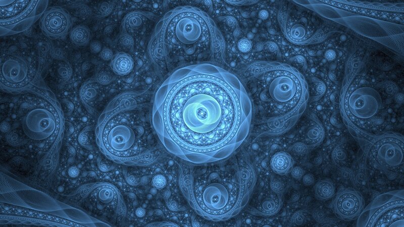 Blue Fractal Patterns — Hypnotic, Abstract, Circles, Spirals, Waves