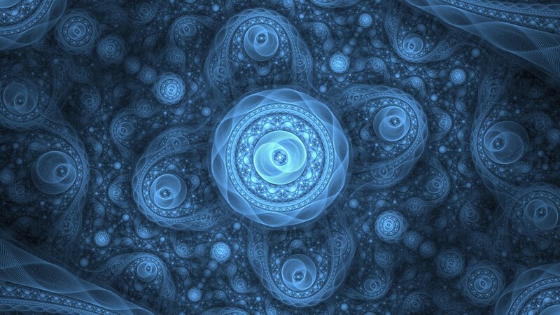 Blue Fractal Patterns — Hypnotic, Digital Art, Circles