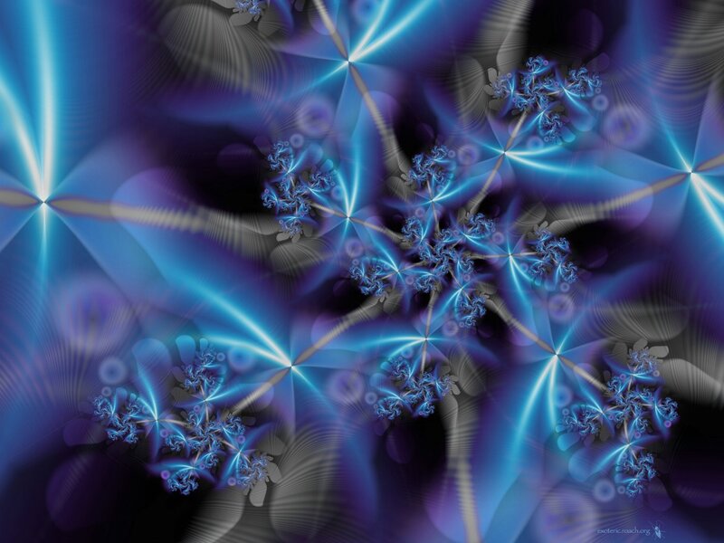 Blue Fractal Patterns — Hypnotic, Digital Art, Stars