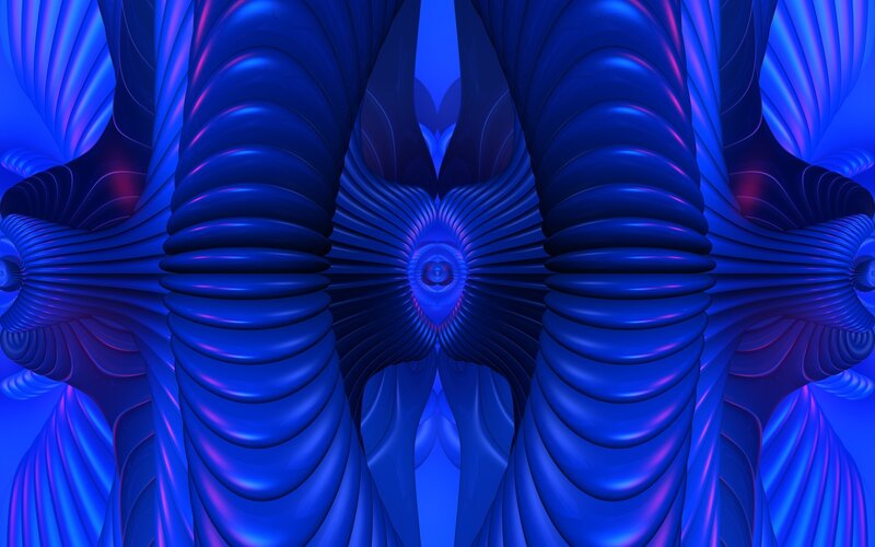 Blue Fractal Patterns — Hypnotic, Digital Art, Tubes