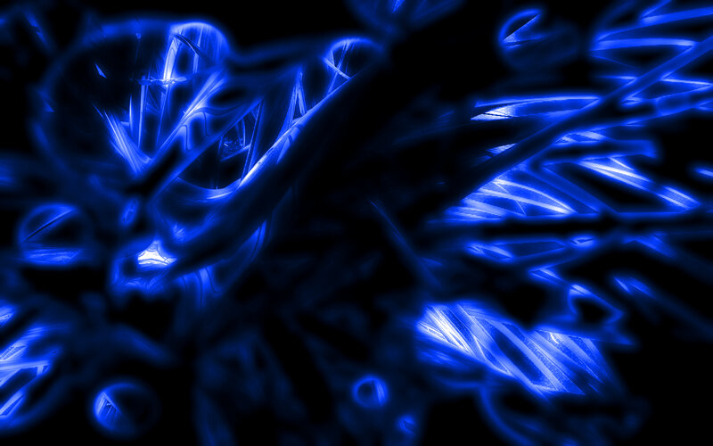 Blue Fractal Patterns — Mysterious, Abstract, Light
