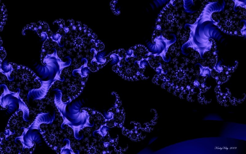 Blue Fractal Patterns — Mysterious, Digital Art, Spiral