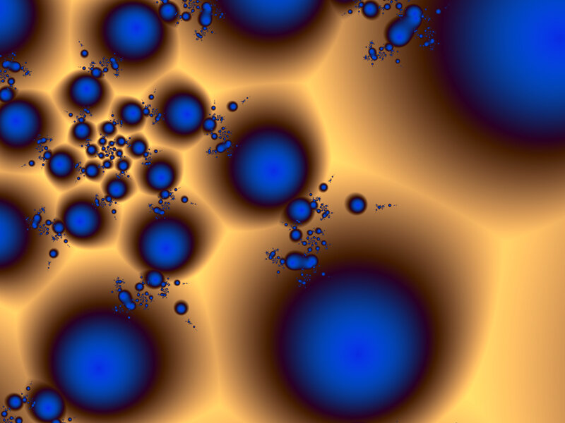 blue fractal patterns on gold