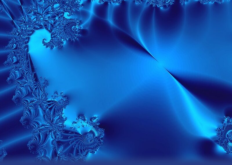 Blue Fractal Patterns — Serene, Digital Art
