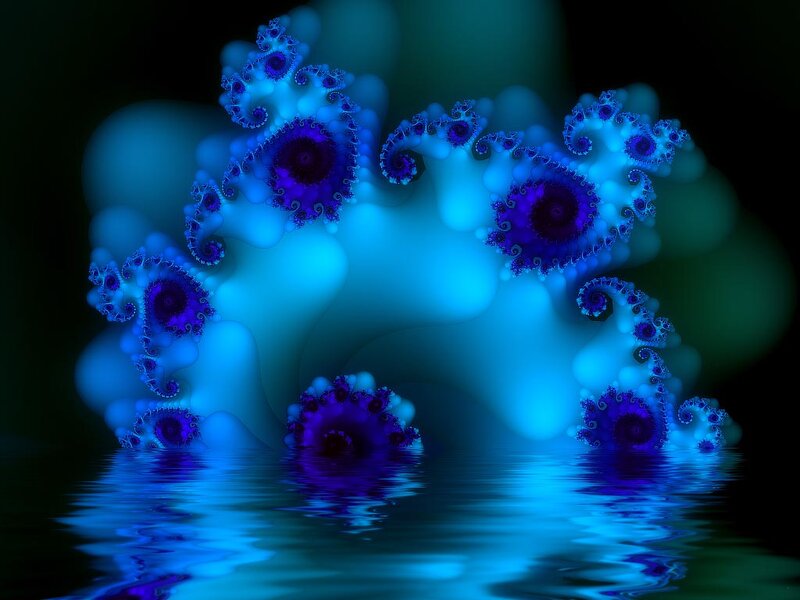 Blue Fractal Patterns — Serene, Night