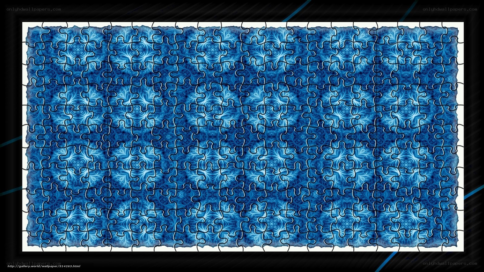 Blue fractal puzzle pattern
