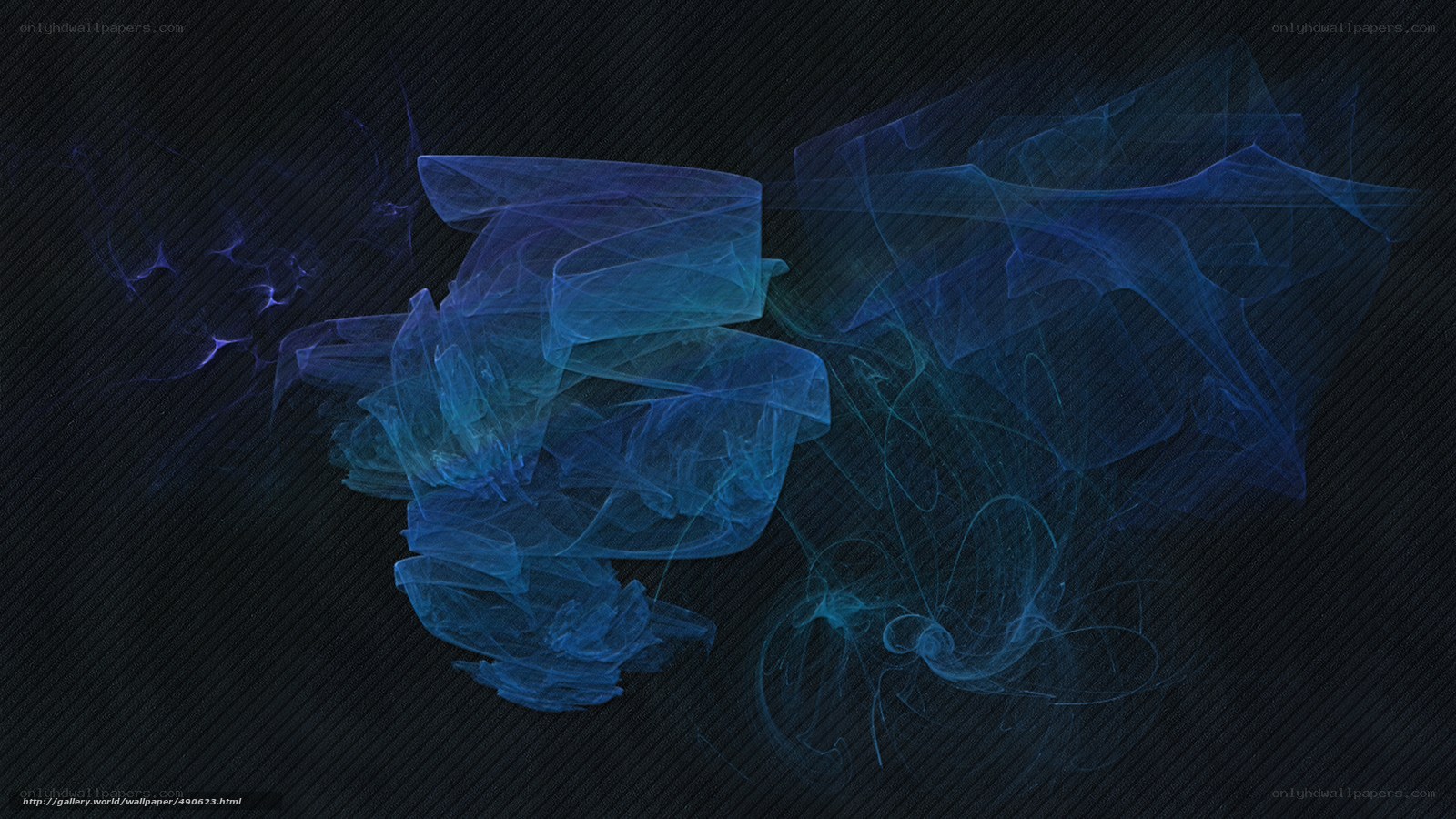 blue fractal smoke on dark background