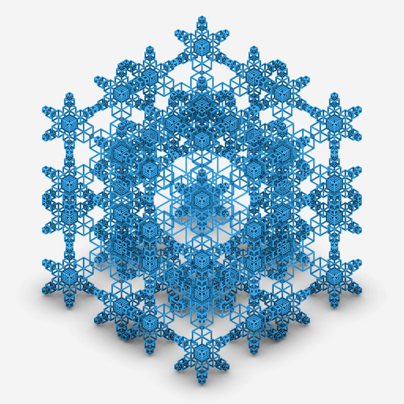 blue fractal snowflake structure