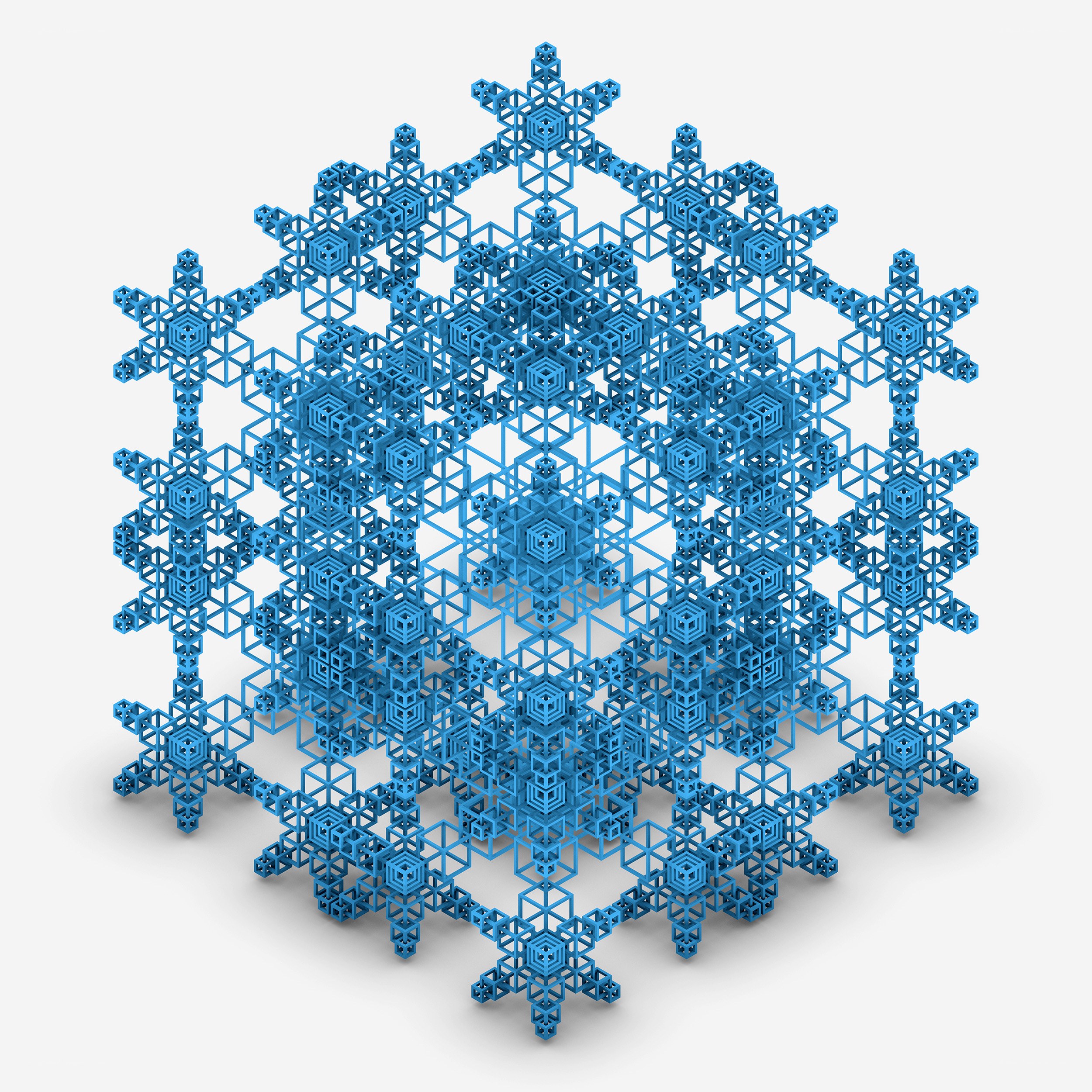 blue fractal snowflake structure