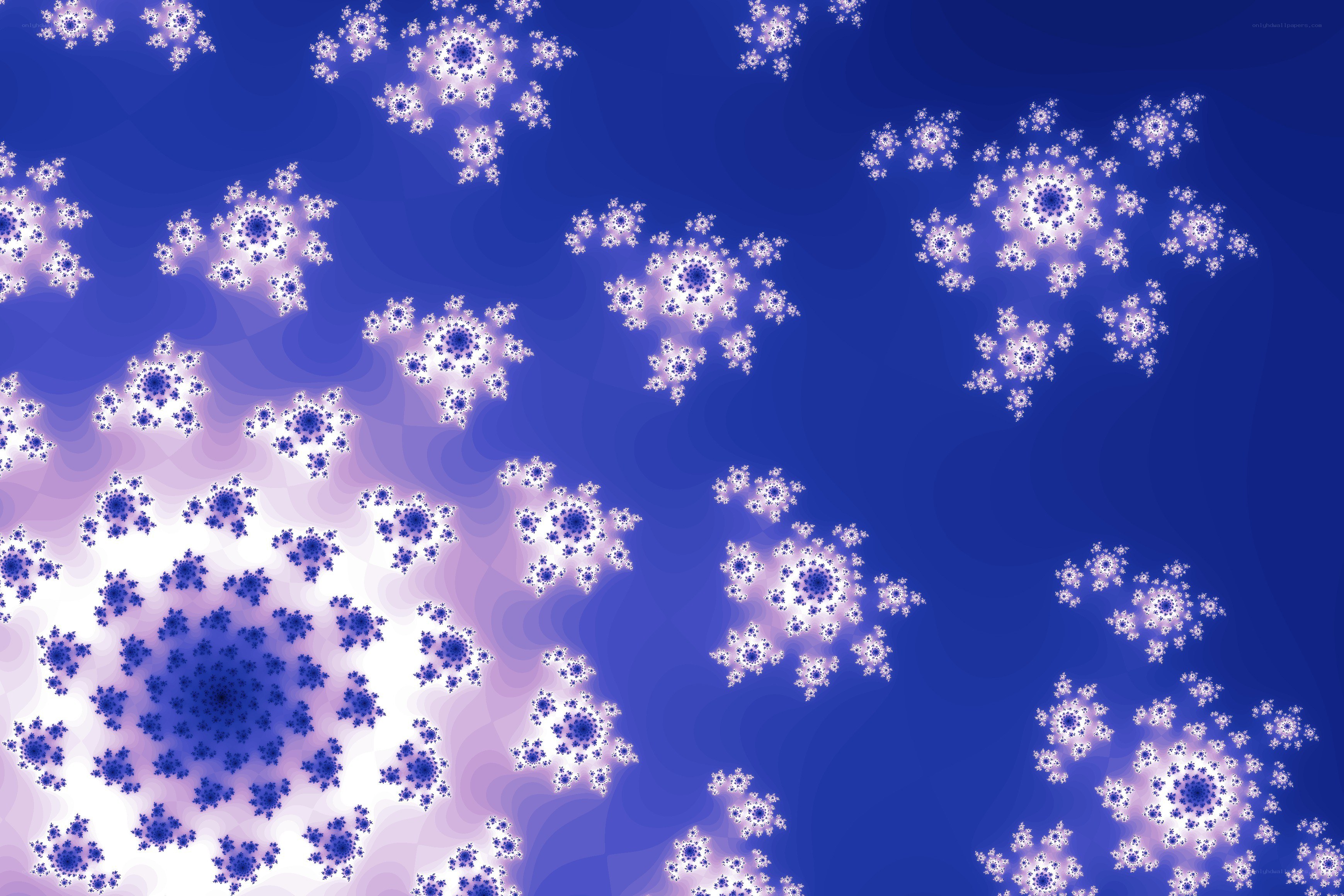 blue fractal snowflakes