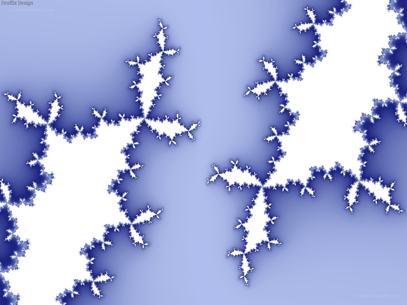 blue fractal snowflakes