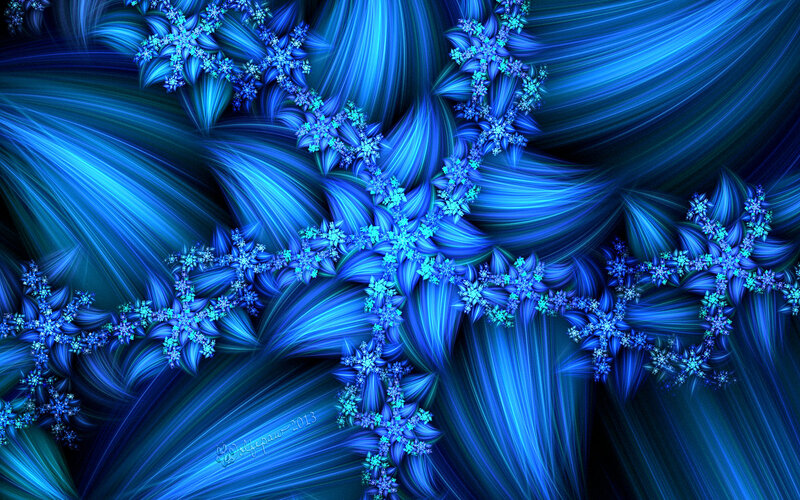 Blue Fractal Snowflakes — Dramatic