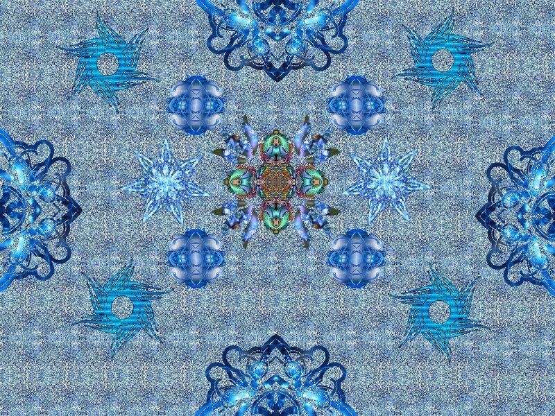 Blue Fractal Snowflakes — Symmetrical